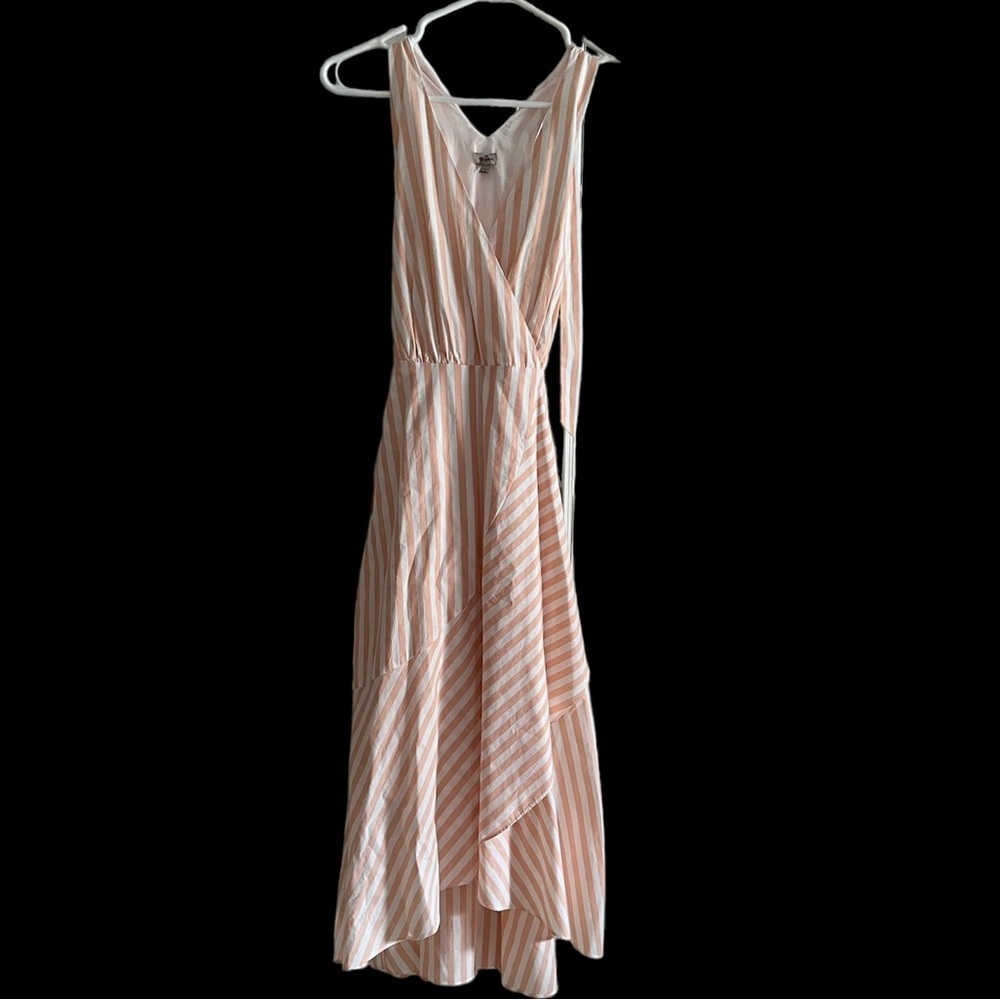 Peach and White striped spring dress